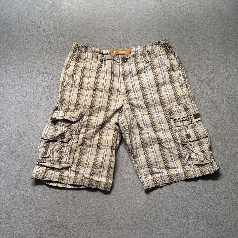 Lee Dungarees Men's Size 30 Plaid Cargo Shorts Outdoor Hiking Utility
